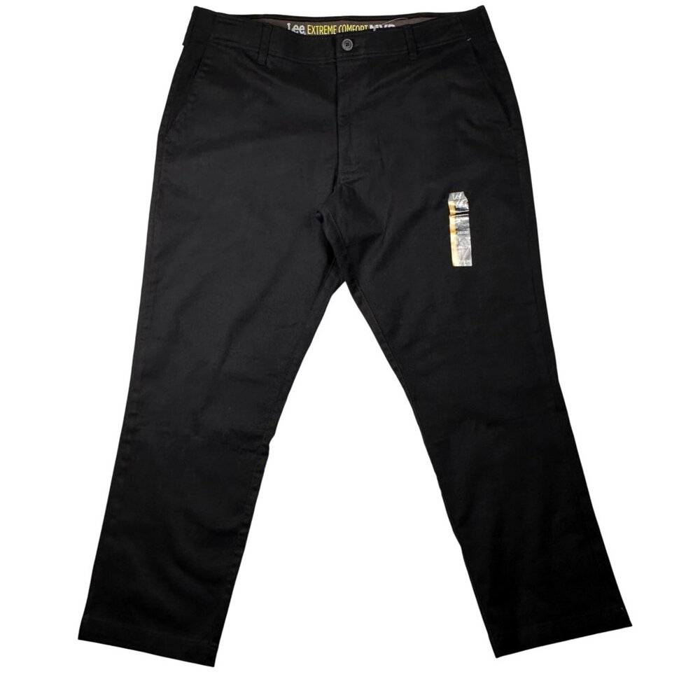 Lee Extreme Comfort MVP Relaxed Fit Chino Pants Black 38x30 Stretch Casual Work